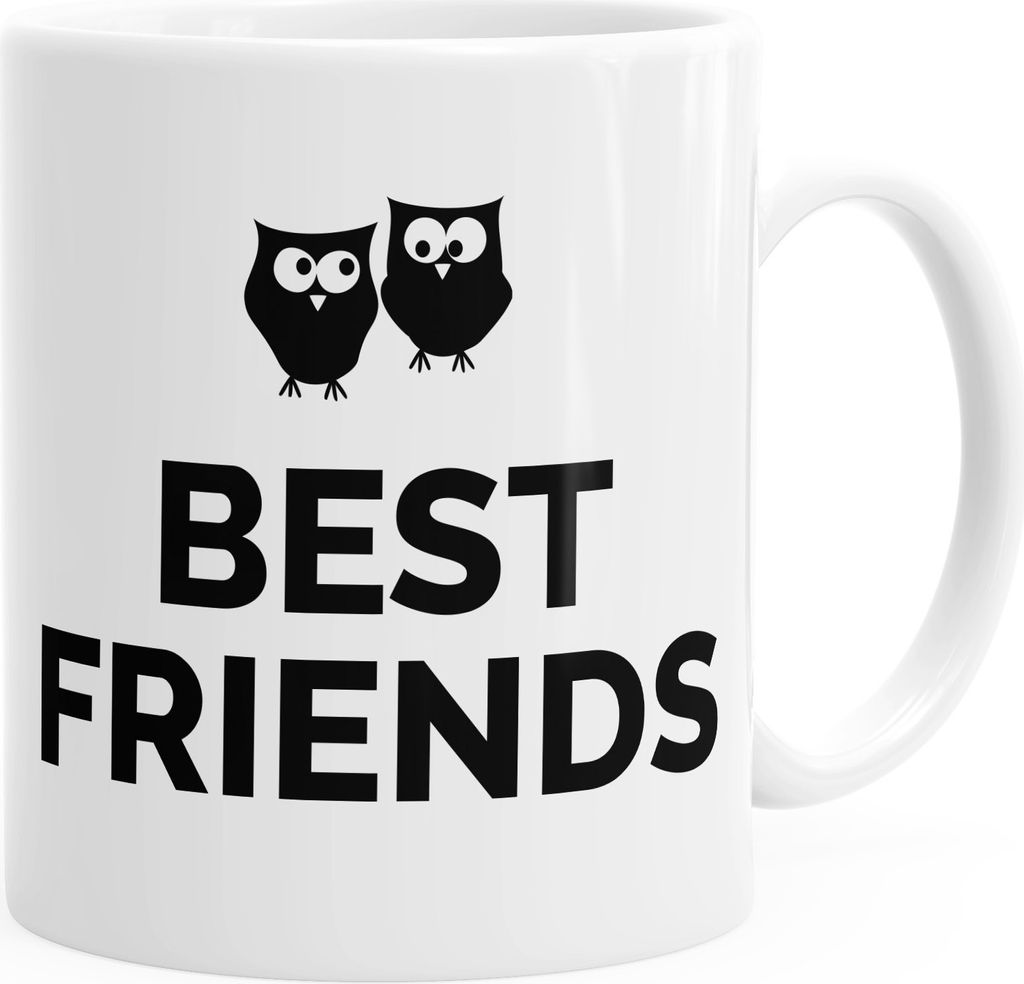 Kaffee-Tasse Beste Freunde Best Friends Eule Owl Geschenk einfarbig MoonWorks weiß unisize