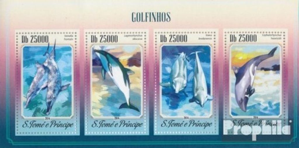 Briefmarken Sao Tome e Principe 2014 Mi 5910-5913 Kleinbogen (kompl. Ausgabe) postfrisch Delfine