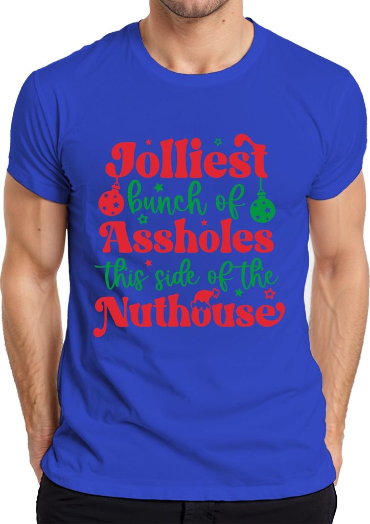Jolliest Bunch of Assholes Weihnachten lustig Geschenk Party Herren T-Shirt, Blau, M