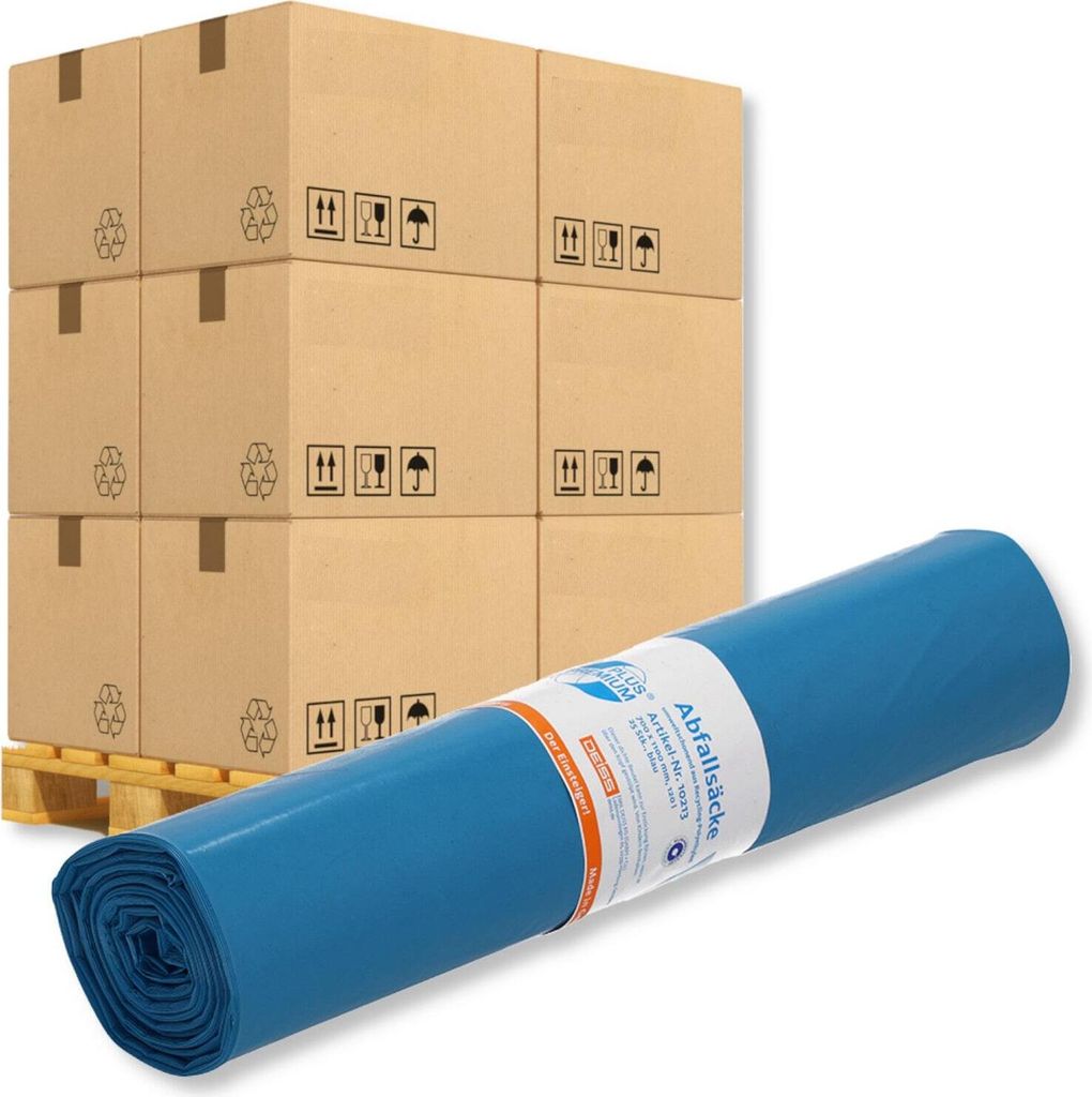 Müllsäcke DEISS Premium Plus 120 L Typ 70 blau 1 Palette Produktbild 