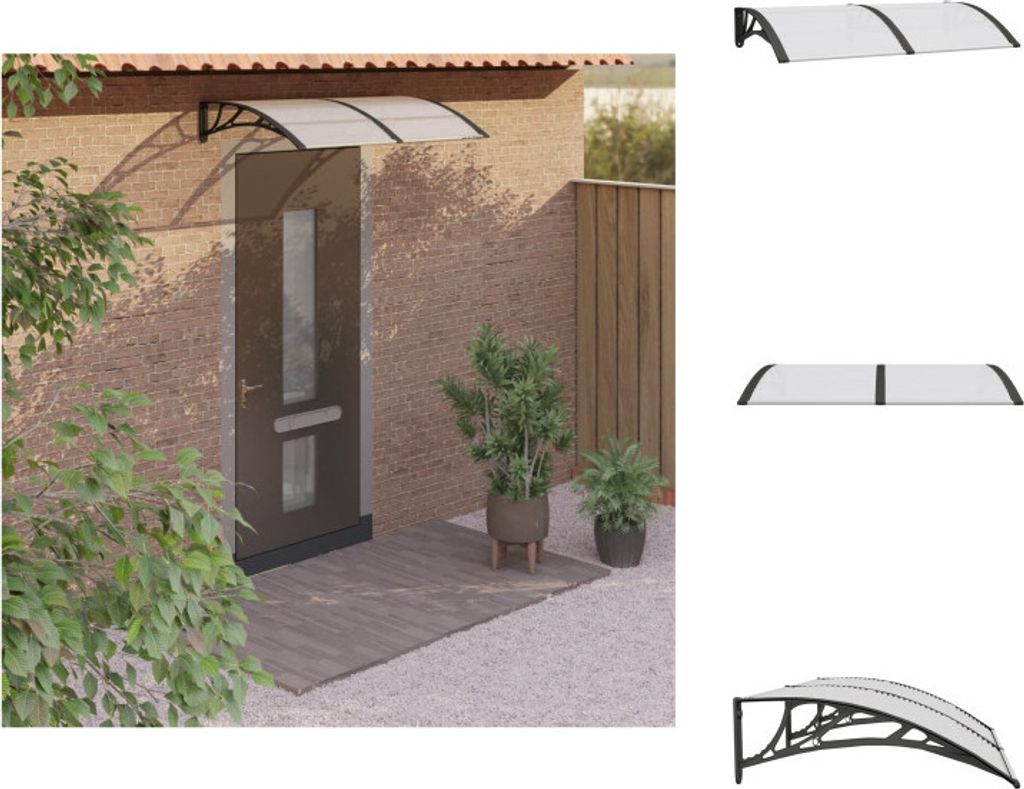 vidaXL Türvordach Schwarz und Transparent 150x80 cm Polycarbonat - Markisen