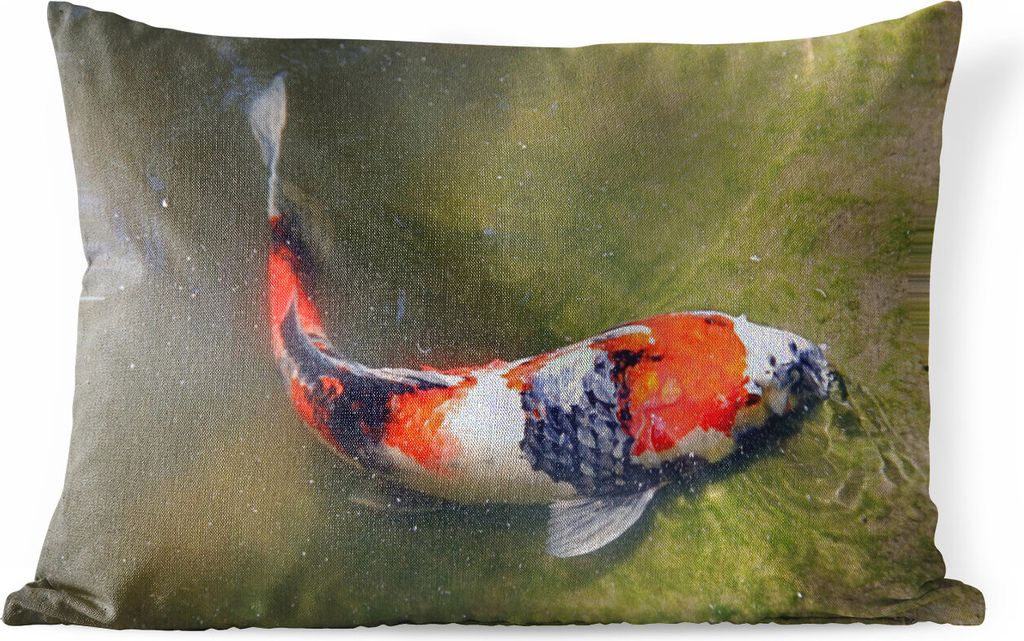 MuchoWow Outdoor Kissen - Ein Koi-Karpfen auf dem Grund eines Teiches - 50x30 cm - Wetterfest - Lounge Kissen - Sofa kissen - Wohnzimmer Dekoration
