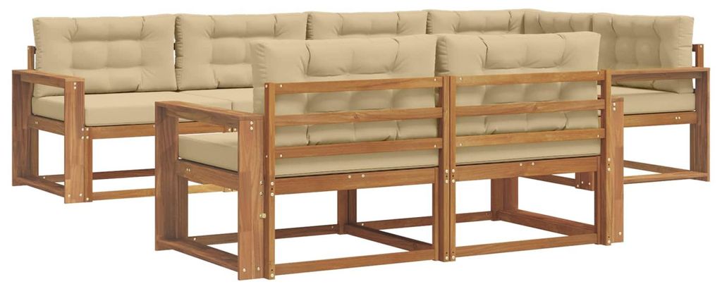 Hochwertigen Möbel Outdoor-Sofa garnitur moderne - Balkonmöbel/Gartenlounge-Set - robust und langlebig - mit Kissen 7 pcs Natur und Beige - Garte...