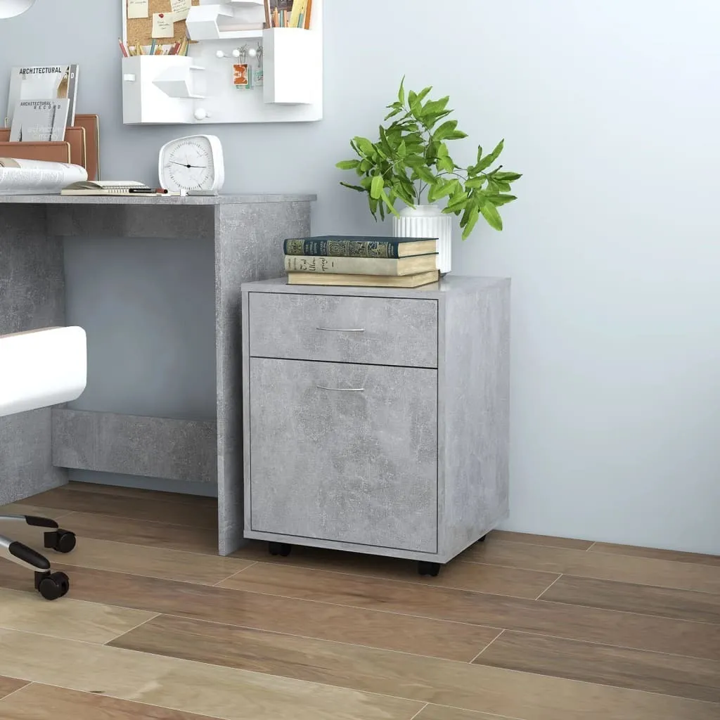 Armoire de bureau gain de place gris béton 45 cm pour petits espaces
