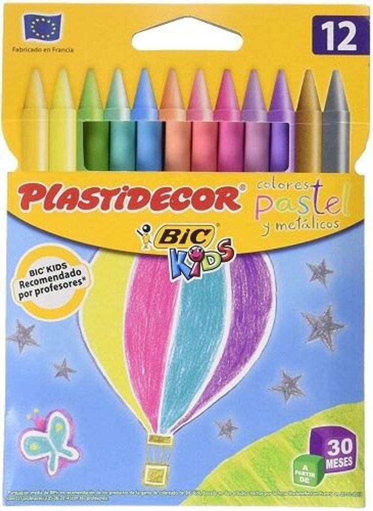 Set mit 12 speziellen Wachsmalstiften für Kinder plastidecor dreieckige Form
