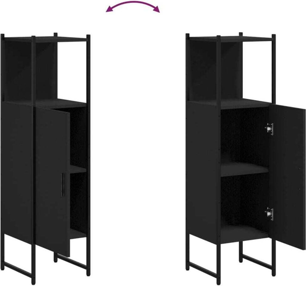 vidaXL Kúpeľňová skrinka čierna 33x33x120,5 cm materiál na Obrázok produktu 7