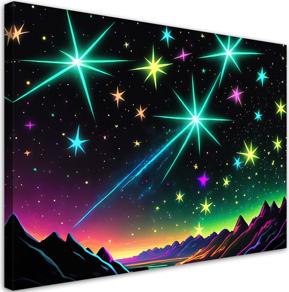 Leinwandbild Nordlichter Landschaft Neon 60x40 Feeby Bunt bild für die wand bereit zum aufhängen