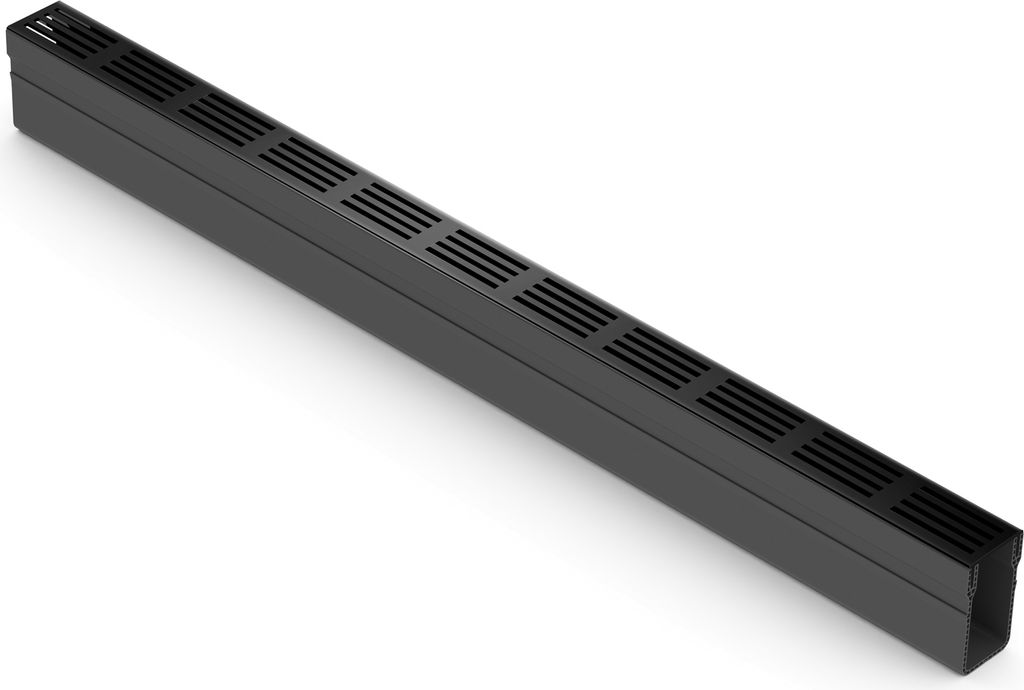 ACO Slimline Rinne 1000mm mit Rost Aluminium, schwarz eloxiert