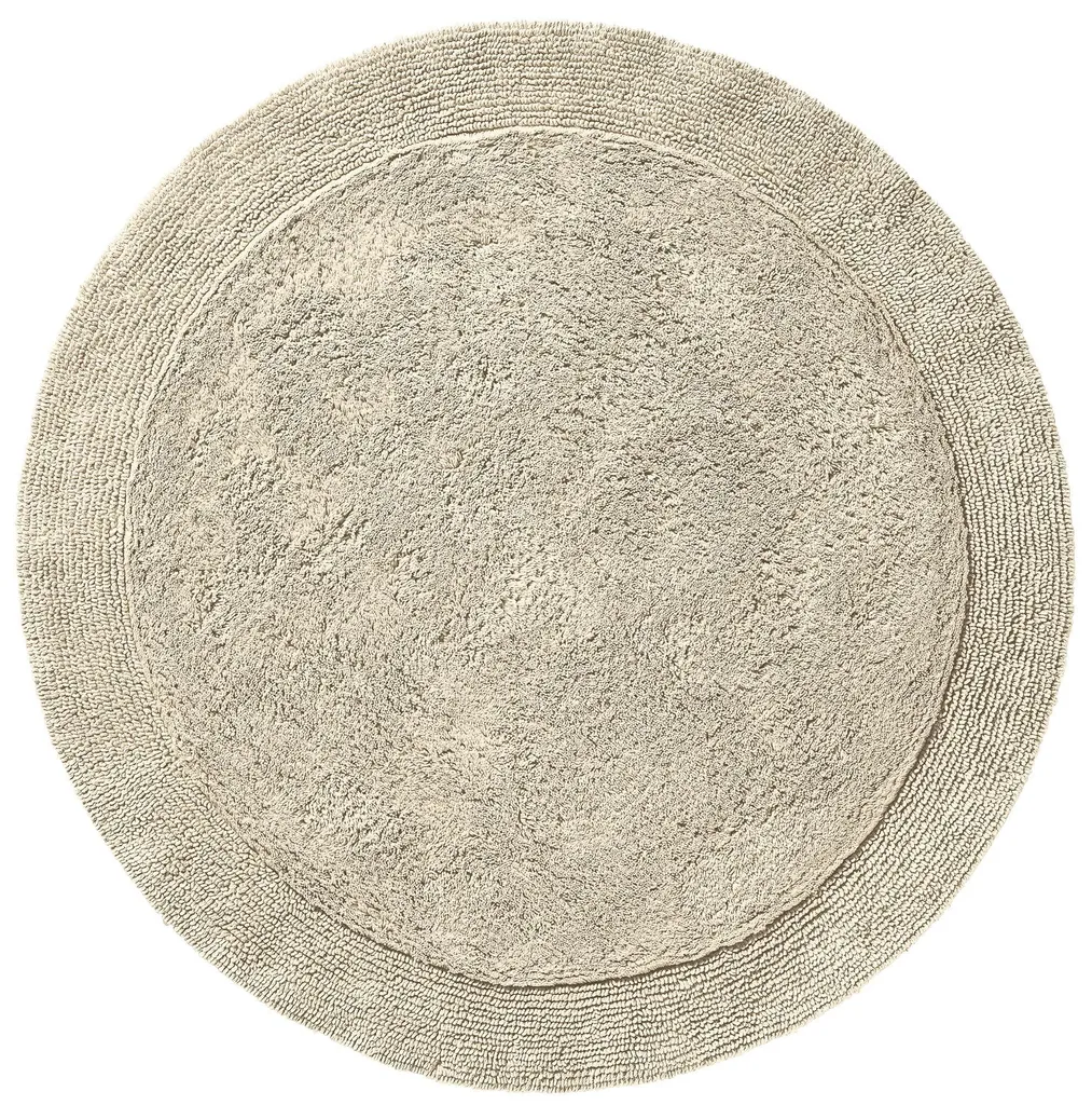 Tapis de bain coton très épais et absorbant - Beige, Forme ronde Ø 90 cm