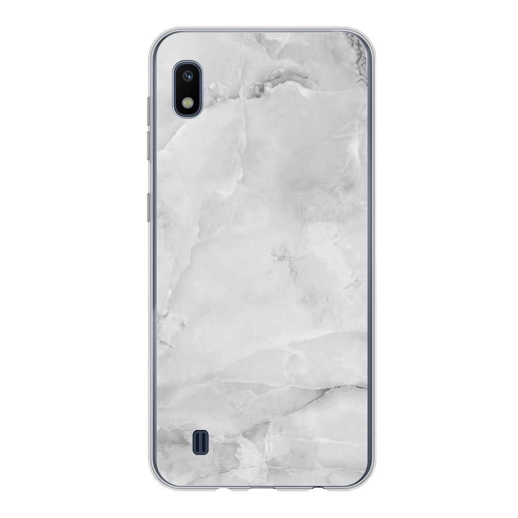 MuchoWow Handyhülle Schutzhülle Hülle für Samsung Galaxy A10 Marmor - Stein - Weiß - Grau - Marmoroptik Silikon Softcase Handy Hülle - Schu...