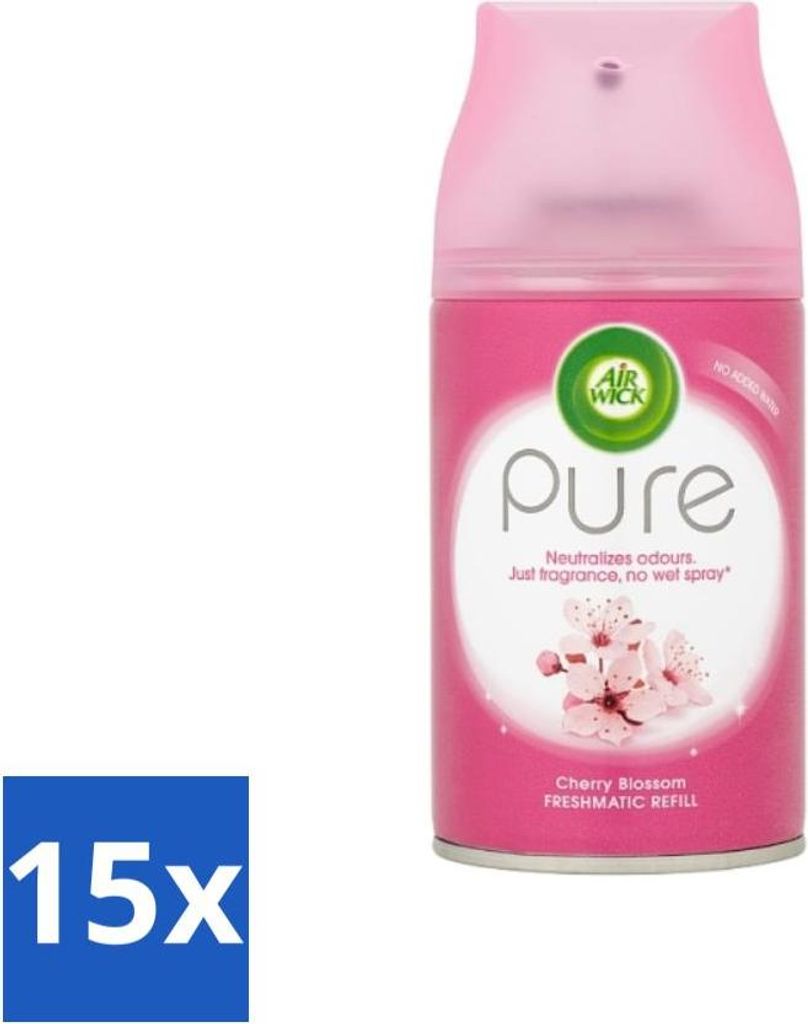 Air Wick - Lufterfrischer Nachfüller - Kirschblüte - Automatisches Spray - 250 ml - Vorteilspack - 15 Stücke
