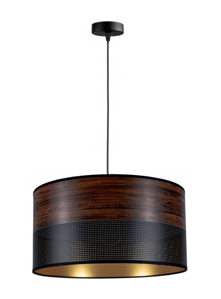FKL DESIGN Home Deco Hängelampe Hängeleuchte 1-flammig E27 Kunststoff Lampenshirm Lampe aus Serie (Dunkelbraun, Schwarz, N175)