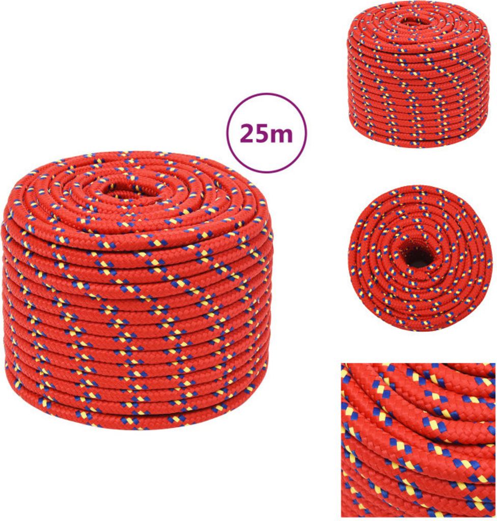 vidaXL Bootsseil Rot 12 mm 25 m Polypropylen - Seile
