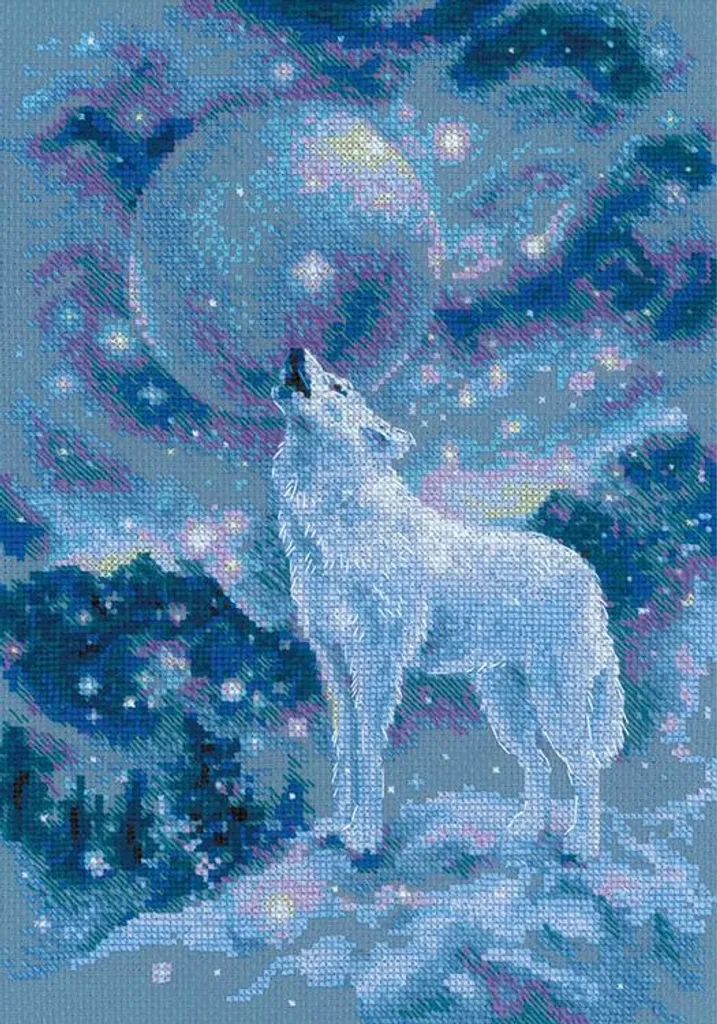 Kit broderie fil Frosty Wind aux nuances bleutées et motifs détaillés