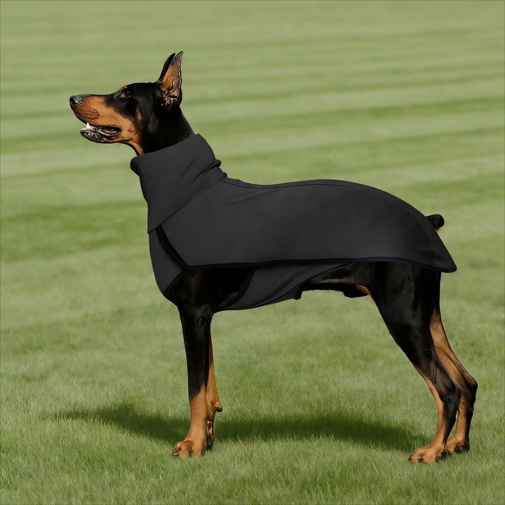 INF Warmes Hunde-Fleeceweste mit hohem Kragen - Bequeme Kleidung für Zuhause Schwarz 3XL