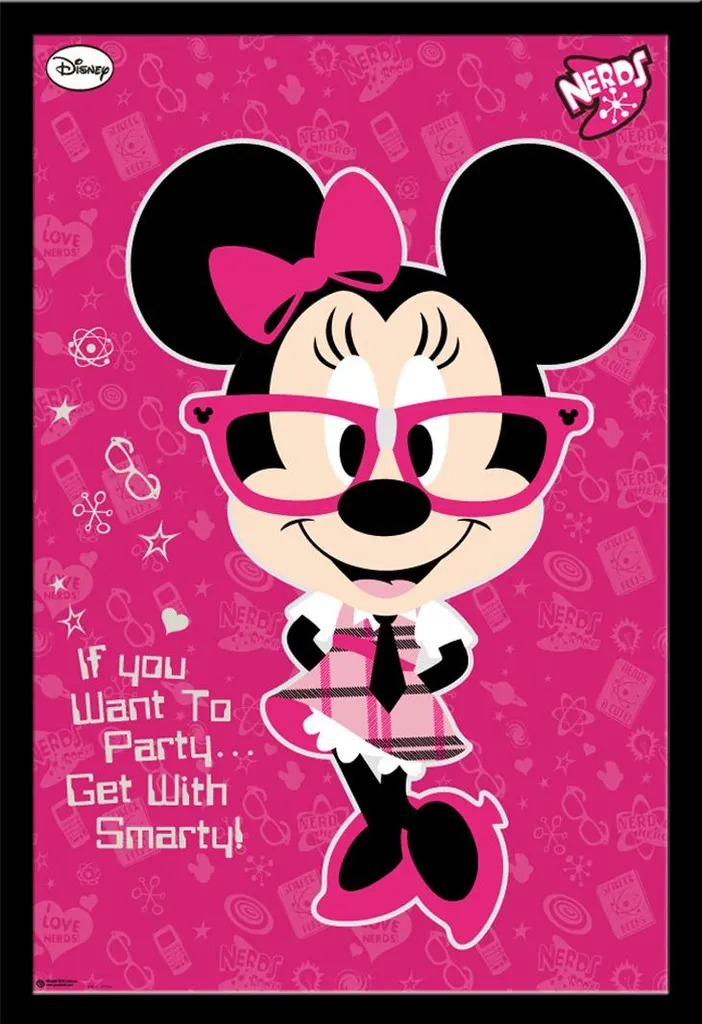 Poster Minnie Disney encadré vitre acrylique incassable cadre noir MDF