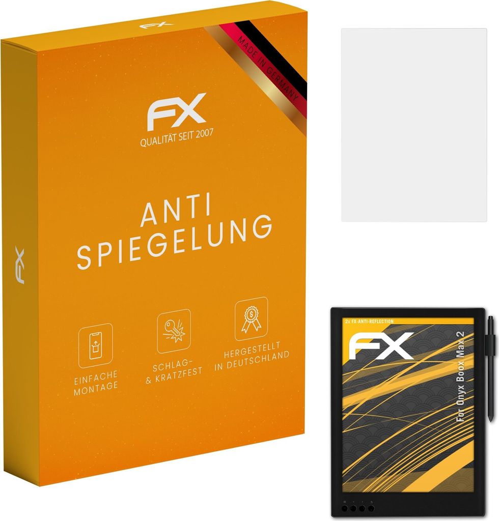 atFoliX FX-Antireflex 2x Schutzfolie kompatibel mit Onyx Boox Max 2 Displayfolie