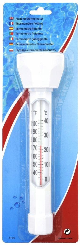 Schwimmendes Poolthermometer 22,5 cm, Wassertemperaturmesser mit Skala in °C/°F, weiß