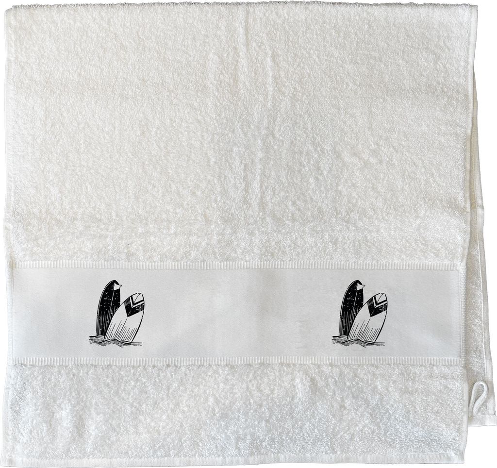 Huuraa Handtuch Surfboard Board 50x100cm White Baumwolle Handtuch Geschenkidee