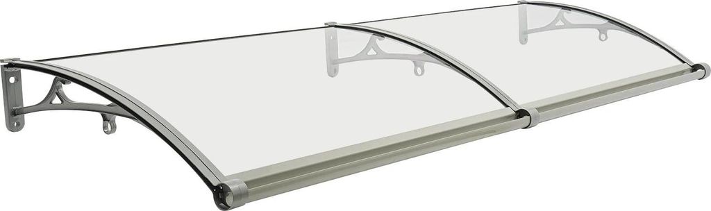 Tür- und Fenster-Vordach - Überdachung 200×60 cm - Transparente Acrylplatte - Rahmen aus Aluminiumlegierung - UV- und Regenschutz - Temperatur -...