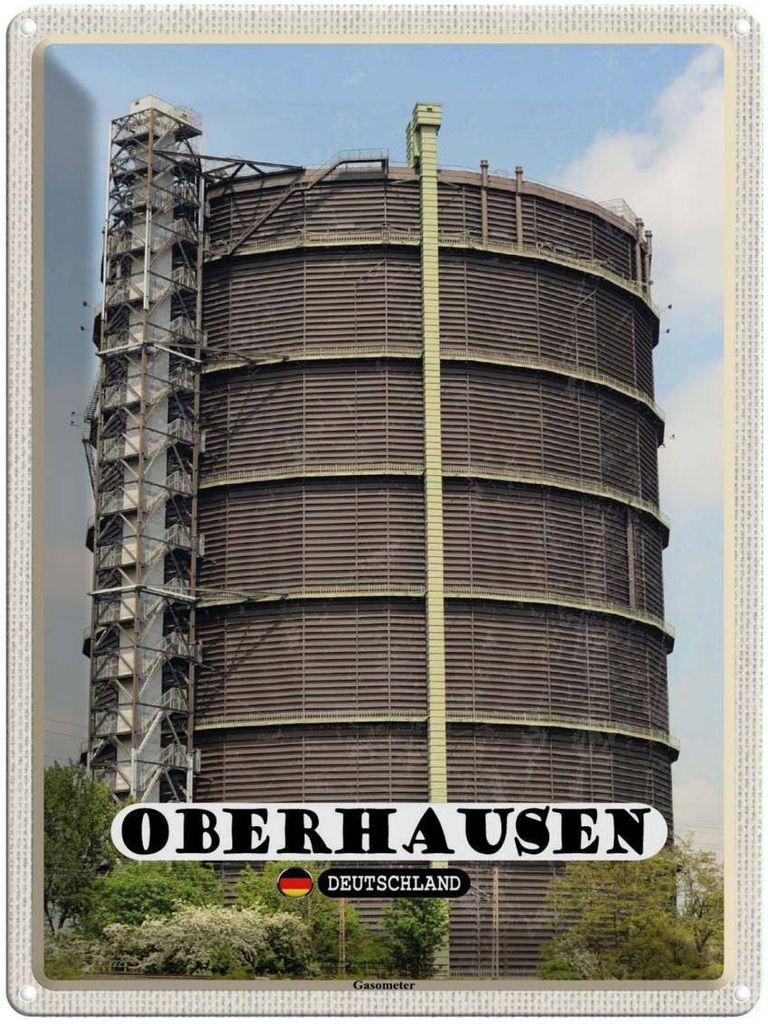 vianmo Blechschild 40x30 cm Oberhausen Gasometer Gebäude Bildmotiv Reisemotiv Abenteuer Reisen