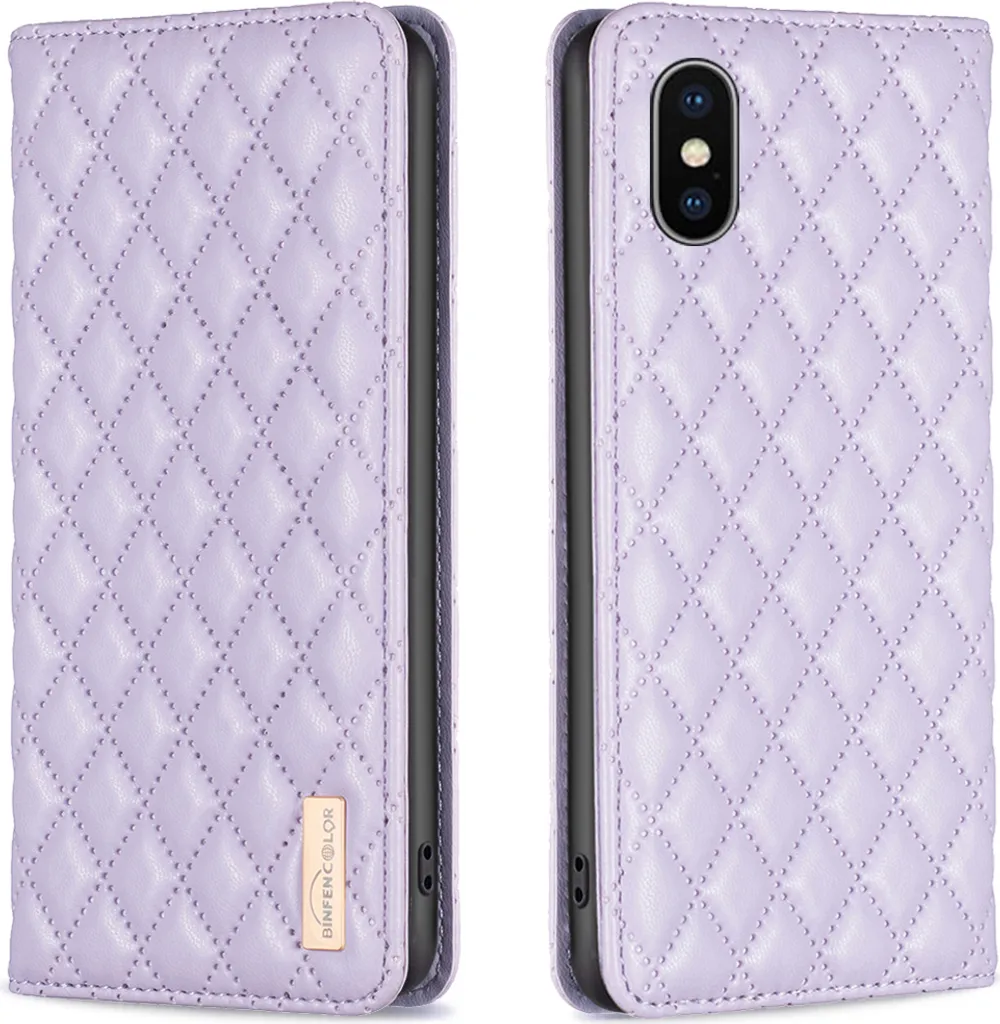 Custodia Flip iPhone X XS Portacarte | Pelle Viola Professionale Supporto