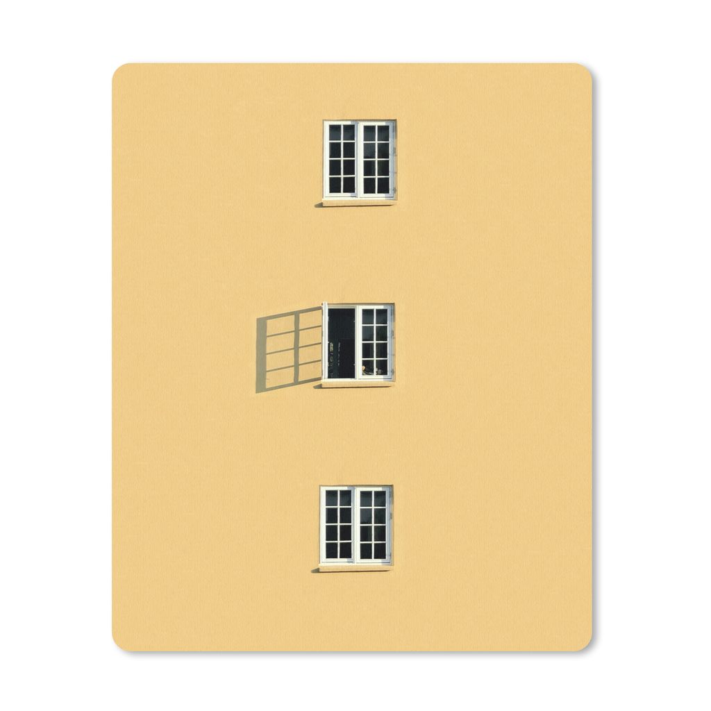 MuchoWow Mauspad Mousepad Architektur - Fenster - Offen - Gelb 19x23 cm - Mousepads - Maus Mat - Pad - Mausunterlage - Mauspads - Spielen