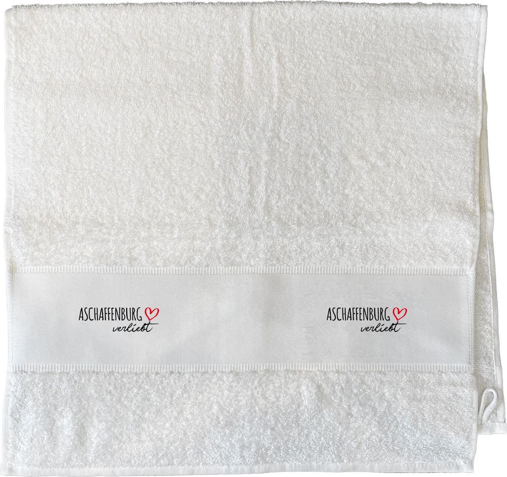 Huuraa Handtuch Aschaffenburg verliebt 50x100cm White Baumwolle Handtuch Geschenkidee