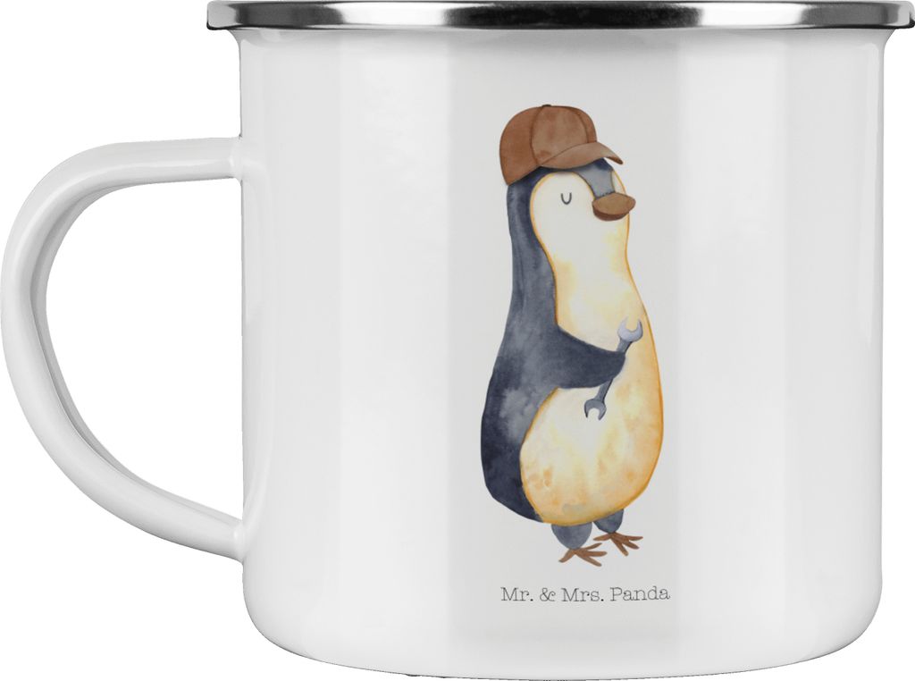 Mr. & Mrs. Panda Emaille Tasse Wenn Papa es nicht reparieren kann, sind wir am Arsch - Weiß - Geschenk, Teetasse, Vater, Handwerker, Muttertag, Va...
