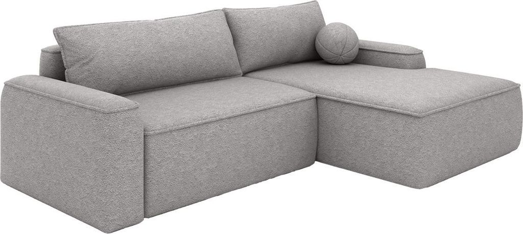 FEDVE Ecksofa OTATTI aus Bouclé-Stoff mit Schlaffunktion, Hellgrau