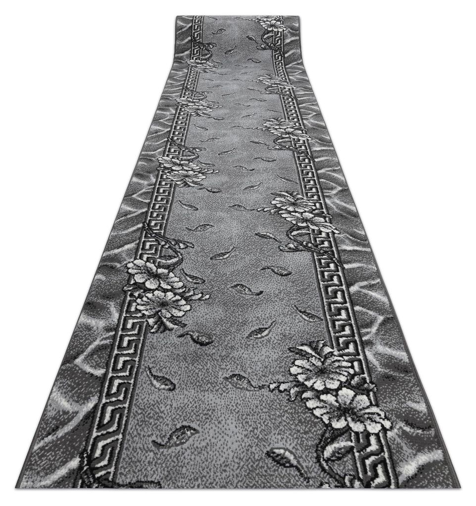 Läufer BCF MORAD Trio Blumen, Blätter grau / creme 60 cm Grau 60x130 cm