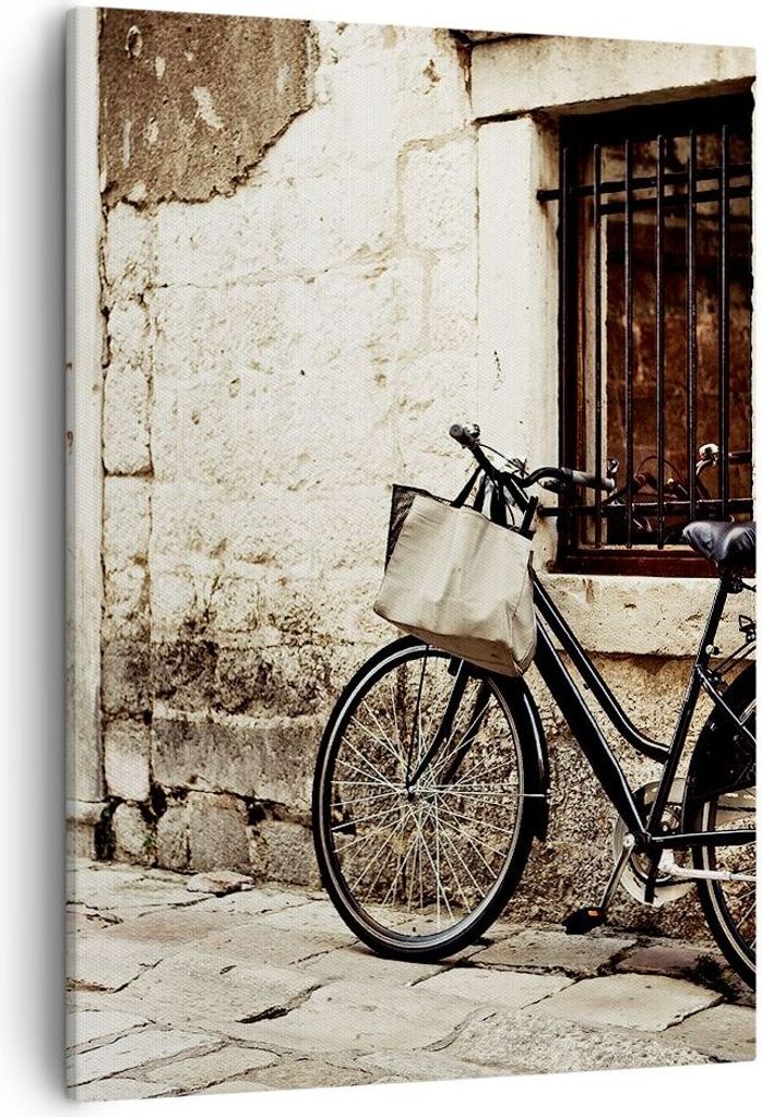 Bild auf Leinwand - Leinwandbild - Einteilig - Straße Fahrrad Stadt Ruinen - 50x70cm - Wand Bild - Wanddeko - Wandbilder - Leinwanddruck - Wanddek...