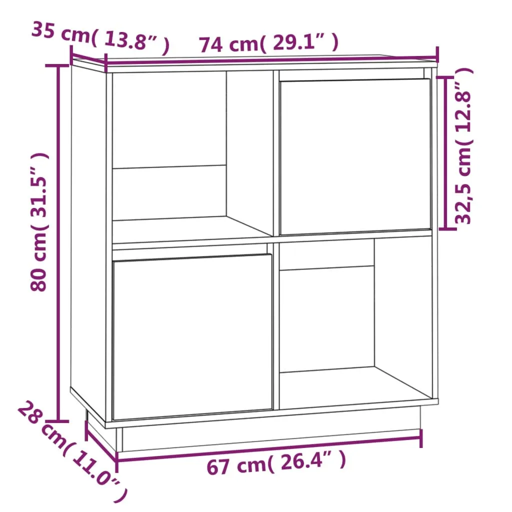 vidaXL Credenza marrone miele 74x35x80 cm in legno di pino massiccio - Credenze - 10