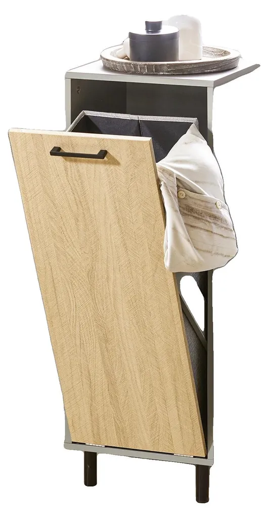 Meuble de rangement de buanderie avec panier à linge basculant solide