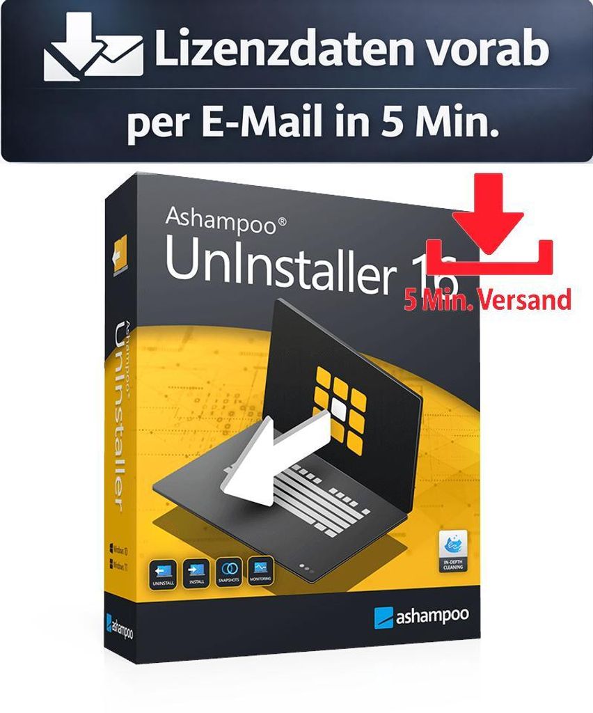 Ashampoo UnInstaller 16 (1 PC - perpetual) ESD Hilfsprogramme Tools Treiber 5 Min. Versand als Download per Mail