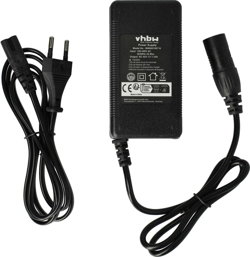 vhbw Ladegerät kompatibel mit Ortler Alley Caravan 20, Alley Caravan Light 20 Fahrradakkus, E-Bike - Für 36 V Li-Ion Akkus, mit XLR Anschluss 60 W
