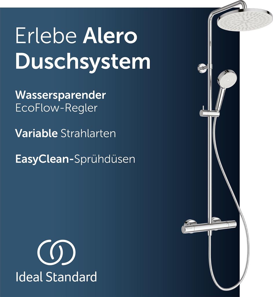 Ideal Standard Alero Duschsystem, Handbrause mit zwei Strahlarten – Chrom