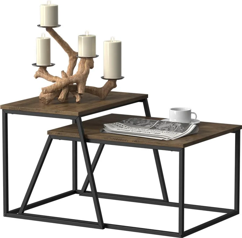 Table basse de salon modulable chêne rustique Myra pour petits espaces - 5