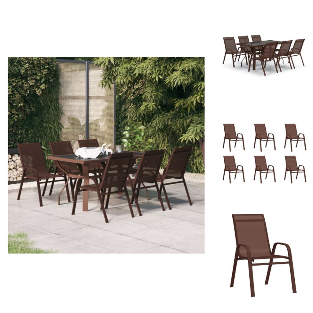 vidaXL 7-tlg. Garten-Essgruppe Braun und Schwarz - Gartenmöbel-Sets