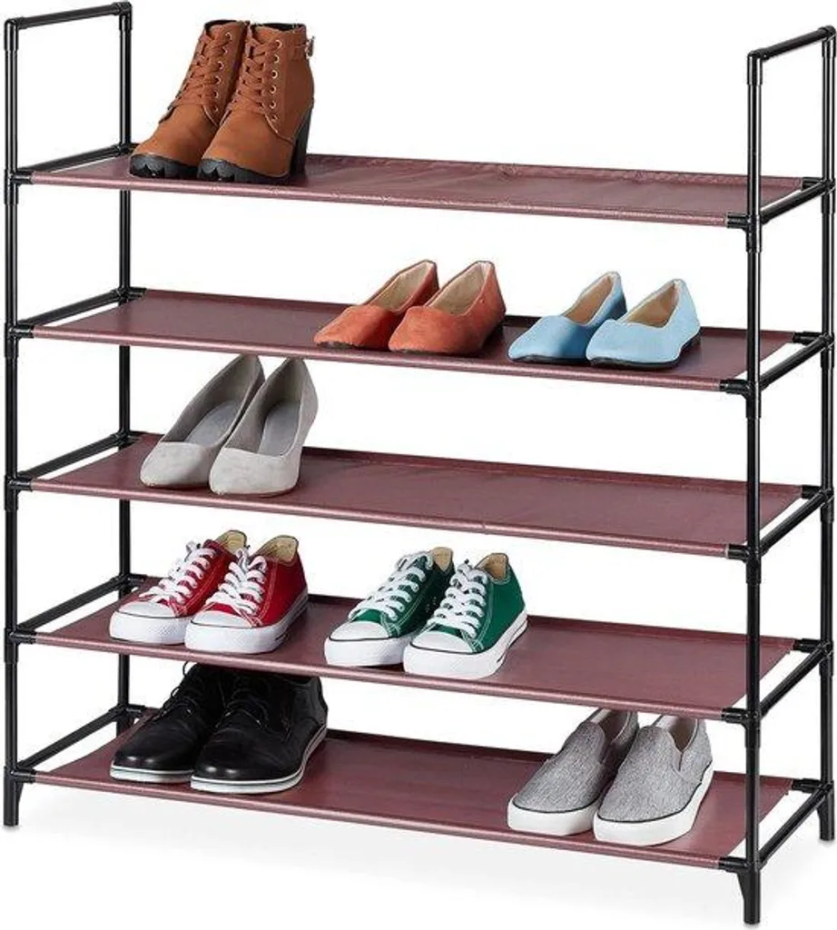 Étagère à chaussures XL en tissu bordeaux 5 niveaux pour 20 paires