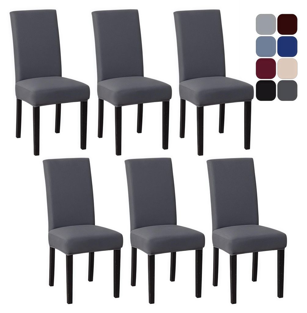 Set mit 6 elastischen Stuhlhussen für Esszimmerstühle, geeignet für Stühle mit hoher Rückenlehne, abnehmbare und waschbare Stuhlschoner, Dekor...