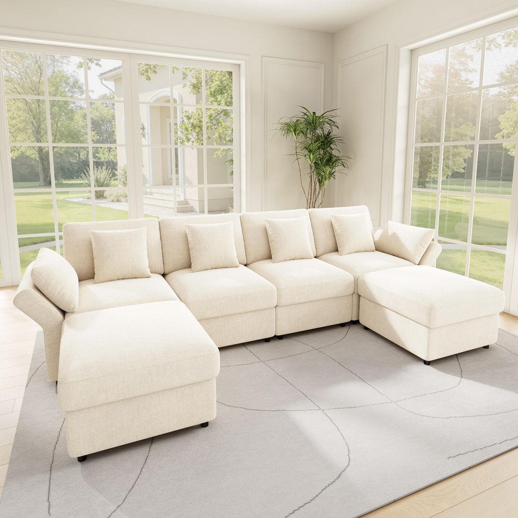 Merax 4-Sitzer Ecksofa U-/L-förmiges, Modulares Chenille Produktbild 