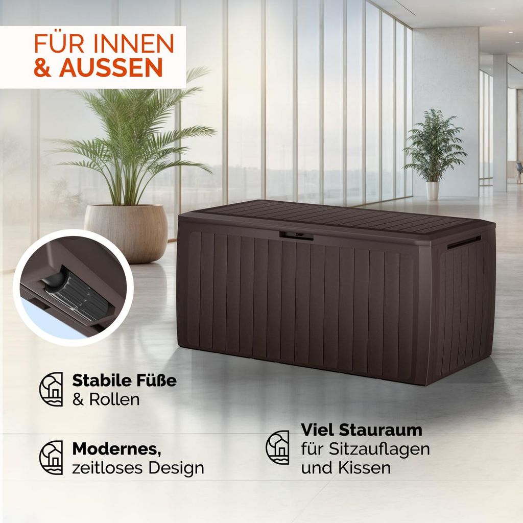 CASARIA Gartenbox Braun 290L abschließbar Paneelstruktur