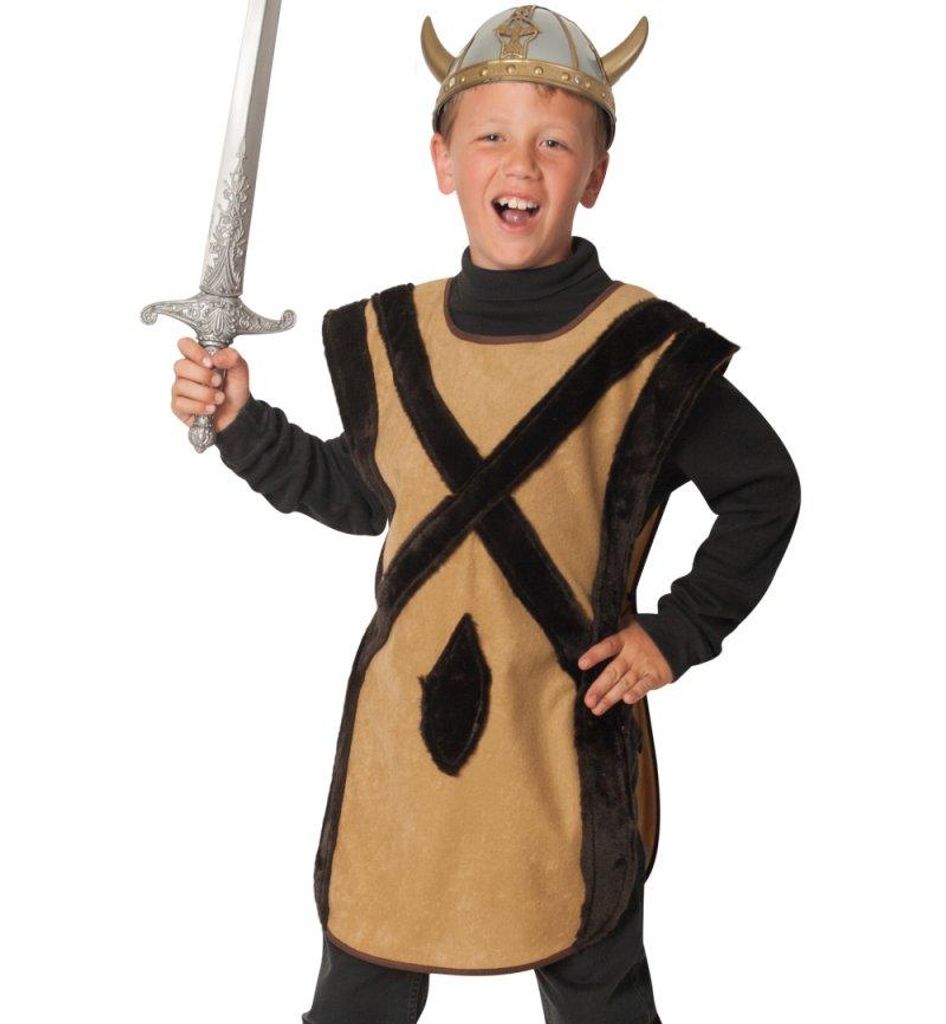 Kinder-Kostüm "Nordmann", einteiliger Überwurf für Wikinger, Barbaren und Ritter (104/116)