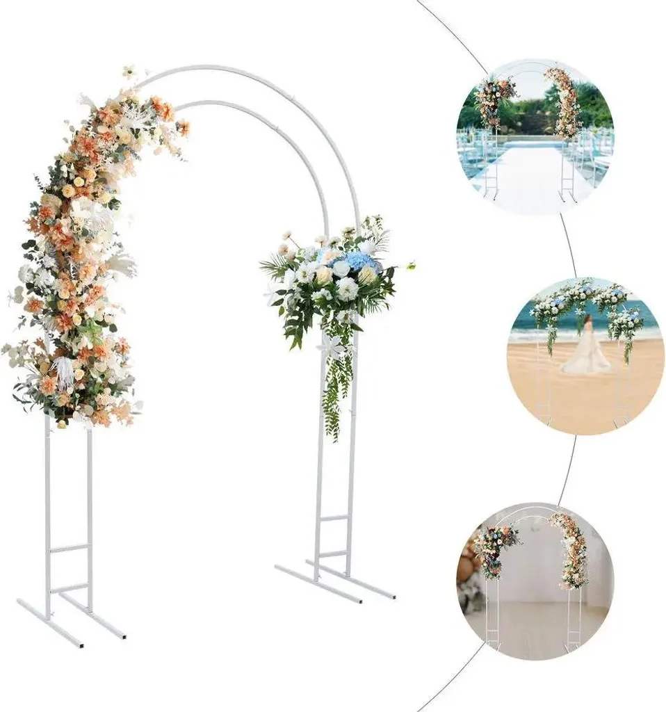 Support backdrop blanc en métal pour décoration d'arche de mariage - 6