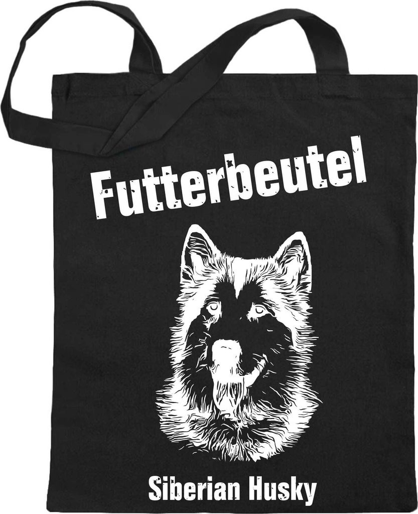 Kiwistar Futterbeutel - Siberian Husky - Einkaufsbeutel mit Motiv Hund - Jutebeutel bedruckt - Tragetasche Stoffbeutel Umhängetasche Langer Henkel...