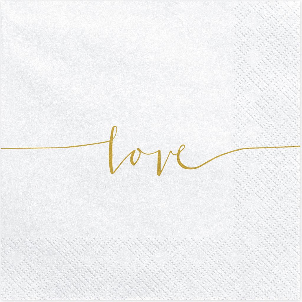 Serwetki Love złote 33x33cm 20szt Zdjęcie produktu