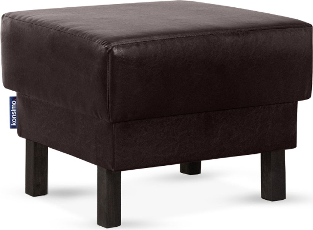 KONSIMO Sitzhocker auf hohen Holzbeinen "ESPECTO", Dunkelbraun, Kunstleder, Modern, 58x47x56cm