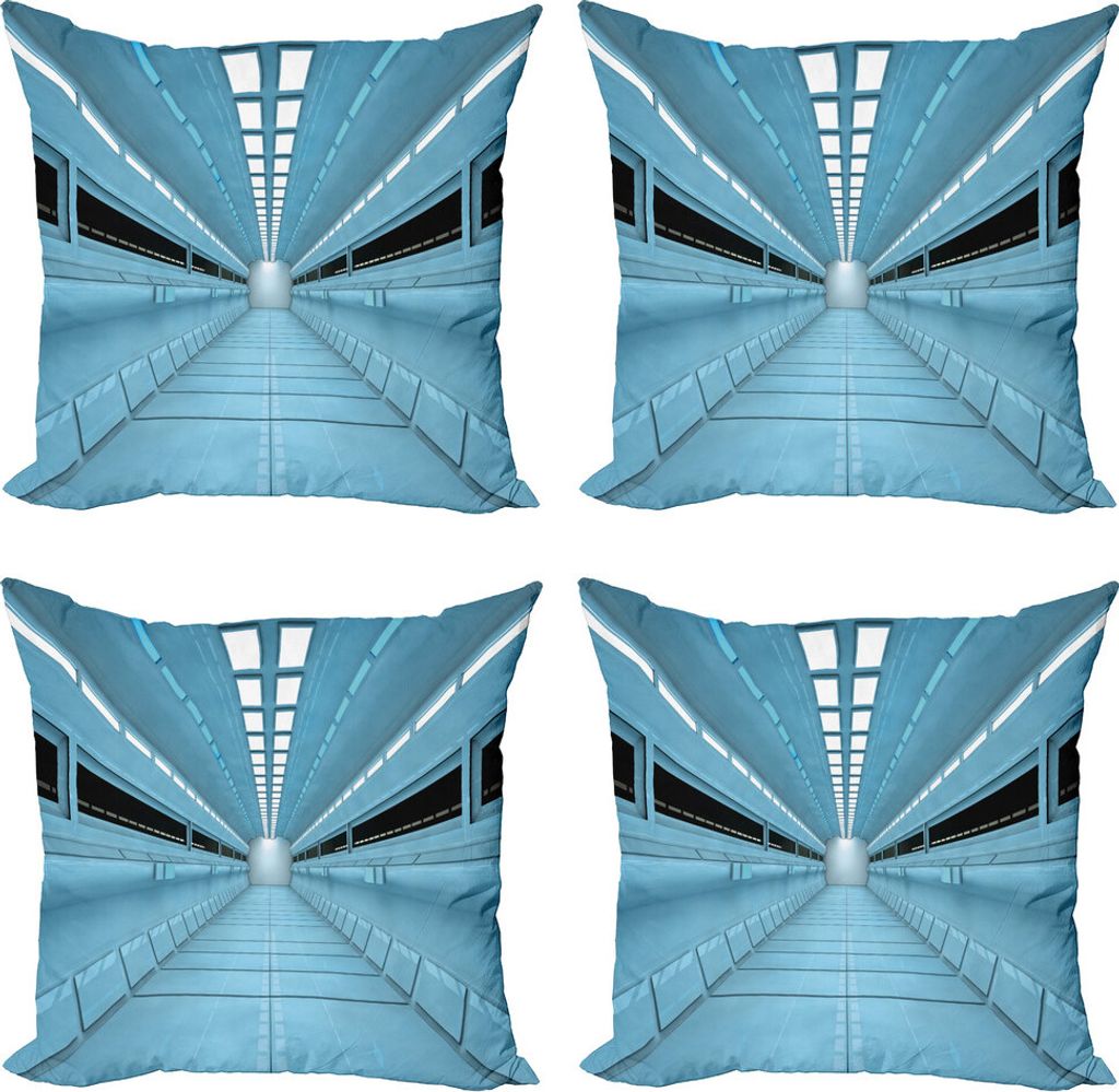 ABAKUHAUS Weltraum Kissenbezug Set (4 Stück), Wissenschaft ficion Galaxy, Moderner Doppelseitiger Digitaldruck, 60 cm x 60 cm, Hellblau