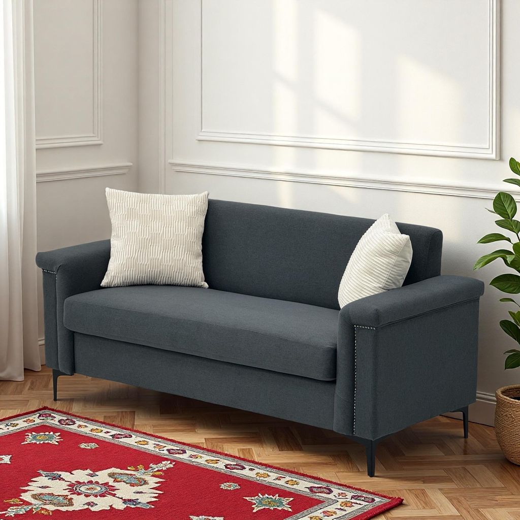 MODFU Zweisitzer-Sofa Loungesofa mit Rückenlehne und Armlehnen Polstermöbel Wohnzimmersofa mit Metallbeinen Massivholzrahmen komfortables Design ...